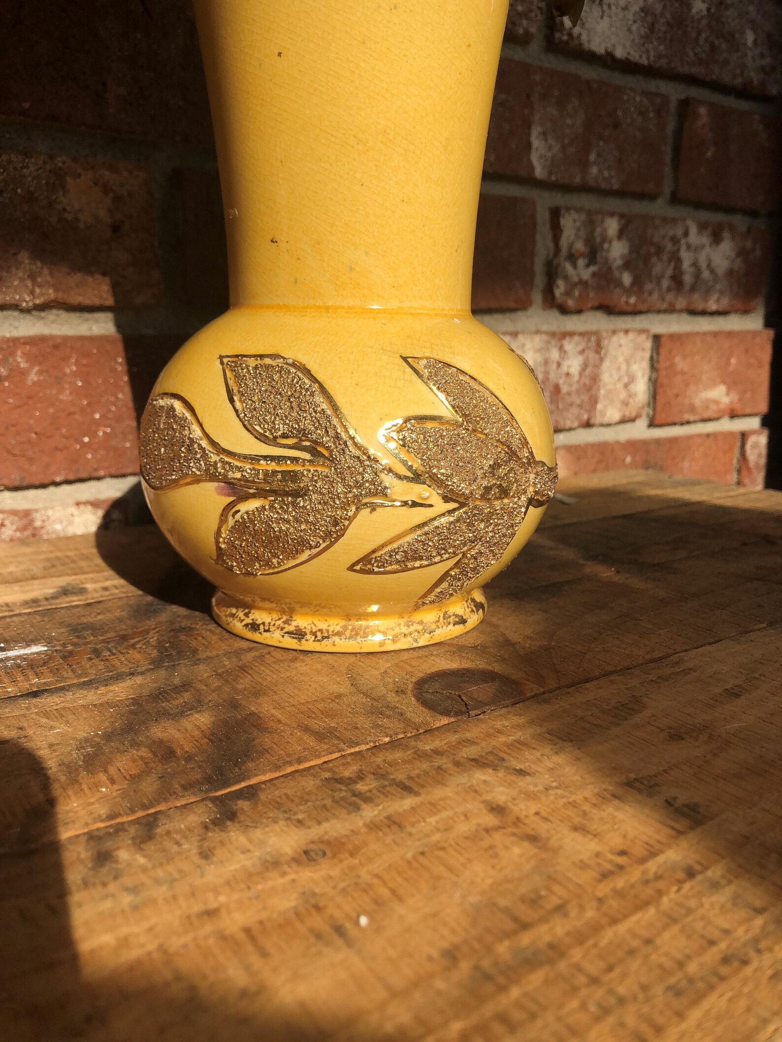 Yellow Ceramic Flower Vase Yellow Gold Vase Fall Autumn Etsy