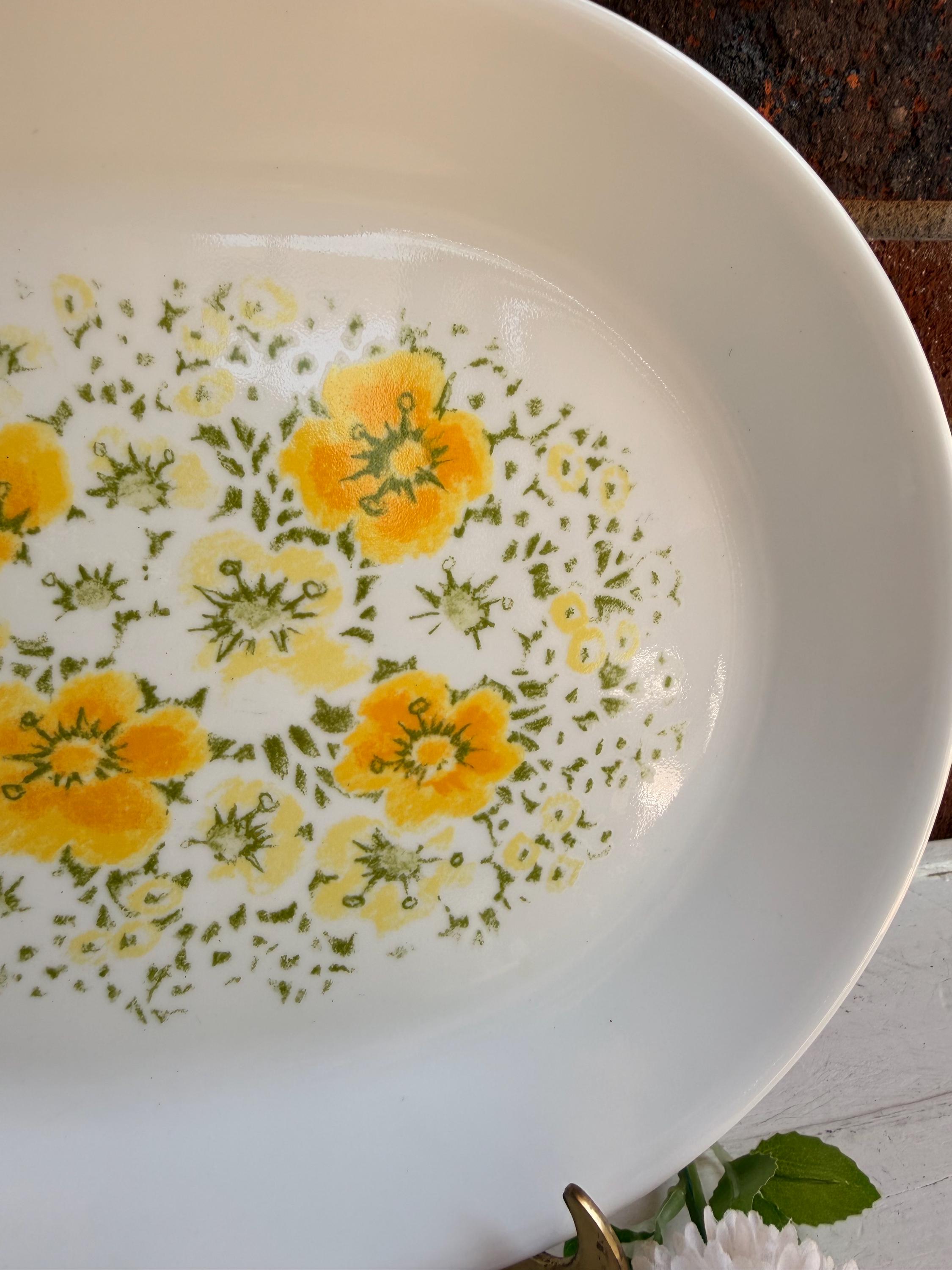 Vintage Corelle April Showers Serving Platter White and Yellow Daisy ...