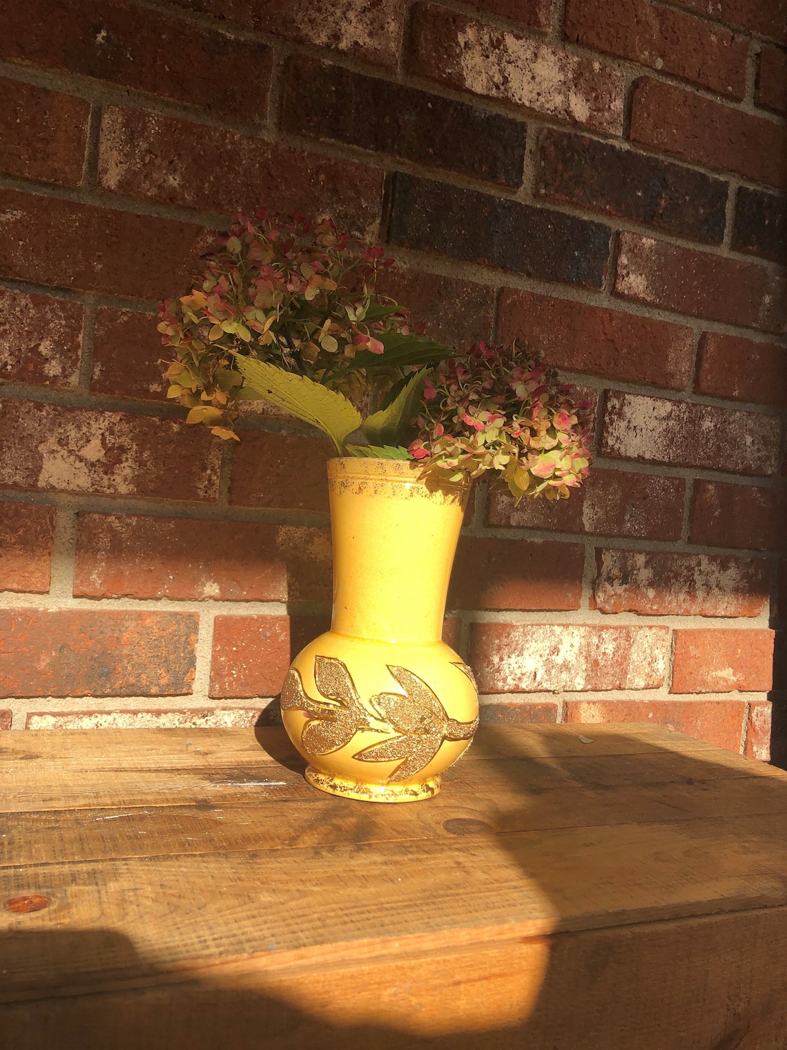 Yellow Ceramic Flower Vase Yellow Gold Vase Fall Autumn Etsy