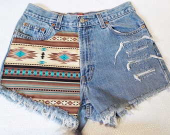 Aztec Denim Shorts - Etsy