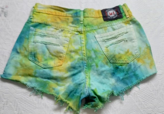 31 inch waist-----Vtg 80's High waist tie dyed st… - image 3