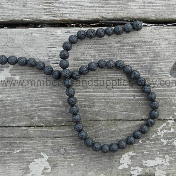 8mm black lava rock beads  - 1 strand (approx 48 beads)
