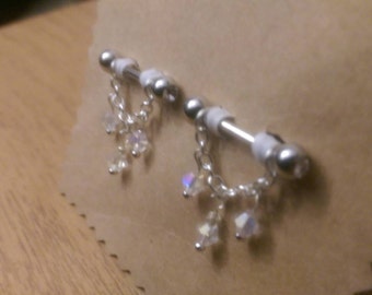 Iridescent Jeweled Nipple Rings