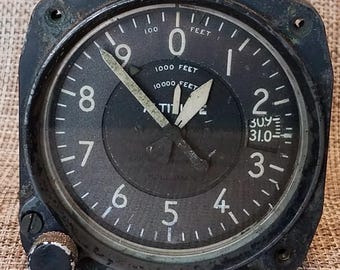 Altimetro per aerei d'epoca Army Air Corps SQUARE D KOLLSMAN C-12 ad alta sensibilità.