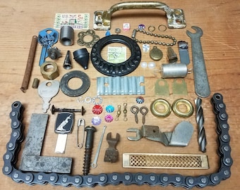 57 stuks Mixed media hardwarestukken: Steampunk Industrial Metal Salvage
