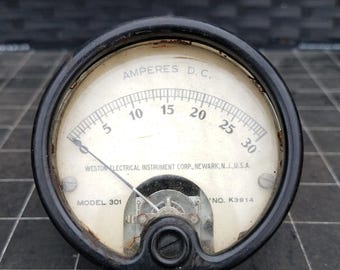 Vintage Weston Electrical Instrument Amperes D.C. Model 301