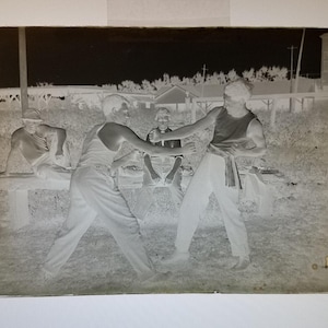 Vintage 1940s Glass Plate Negative: Boxing Boys Kodak Film (5.5x7.5)