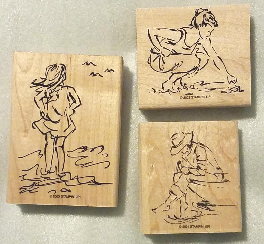 Lot of 3 Stampin up ! Beach Theme Wood Mounted Rubber Stamps - Etsy