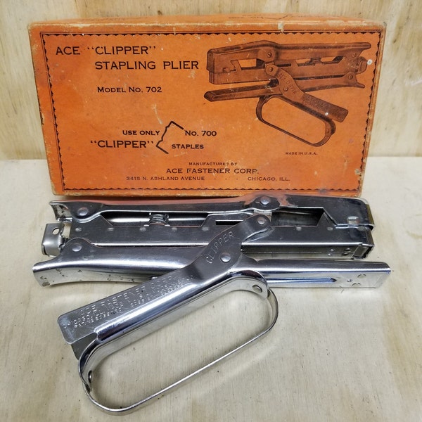 Vintage Ace "Clipper Stapling Plier Model No 702 , Hand Stapler, Stapler, Memorabilia, Collectibles