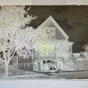Vintage 1940s Glass Plate Negative: Family Portrait, Kodak Film