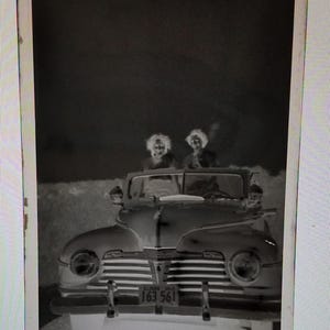 Vintage 1940s Kodak Film Negative: Women in Car, Photographic Image