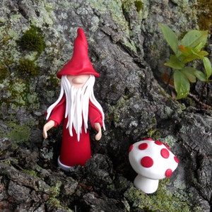 Fairy Garden Gnome, Fairy Garden Wizard, Polymer Clay Wizard, Woodland Terrarium Toadstool, Miniature Garden, Magic Mushroom, Tree Gnome