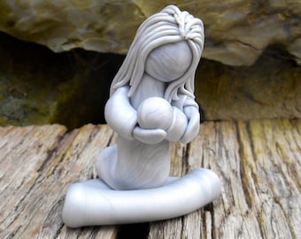 Preemie Mother Gift, Infant Loss Gift, Polymer Clay Mother and Child Sculpture, Fertility, Miscarriage Gift, Heaven Child, Angel Baby