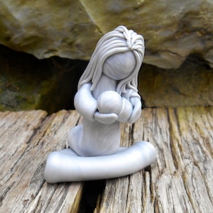 Preemie Mother Gift, Infant Loss Gift, Polymer Clay Mother and Child Sculpture, Fertility, Miscarriage Gift, Heaven Child, Angel Baby