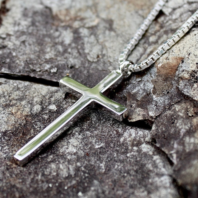 Extra Large Cross Necklace Artistic Sterling Silver Cross Pendant