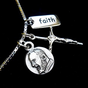 Saint St Padre Pio - Father Pio - Pray Hope and Don't Worry  - Confirmation Saint Necklace - Healing Saint- Miraculous Healing- Catholic