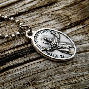 Saint Joseph Cupertino Necklace, 2.4mm Stainless Steel Chain, Deployment Gift, Patron Saint of Aviators, Flying, Studying, mental handicaps