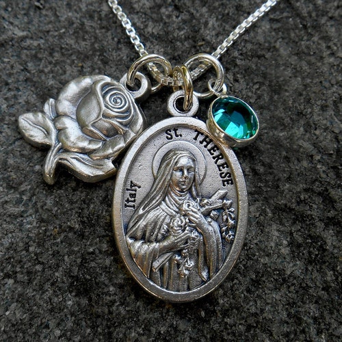 Saint St Therese of Lisieux the Little Flower Necklace Etsy