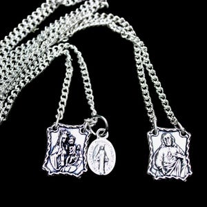 Scapular Chain Necklace, Our Lady of Mount Carmel, Sacred Heart of Jesus Medal, Catholic Gift, Confirmation, Godmother