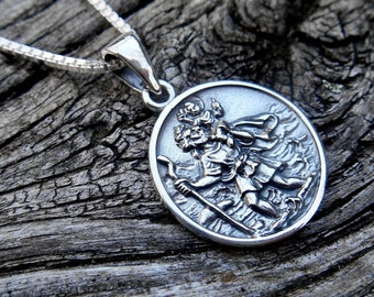 男性用ゴールド セントクリストファーペンダントネックレス