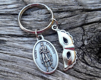 St Genesius Key Ring- Key Fob- Saint Genesius, Patron of Actors, Theatre, Drama Club, Confirmation Gift, Theatre Charm, Playwright