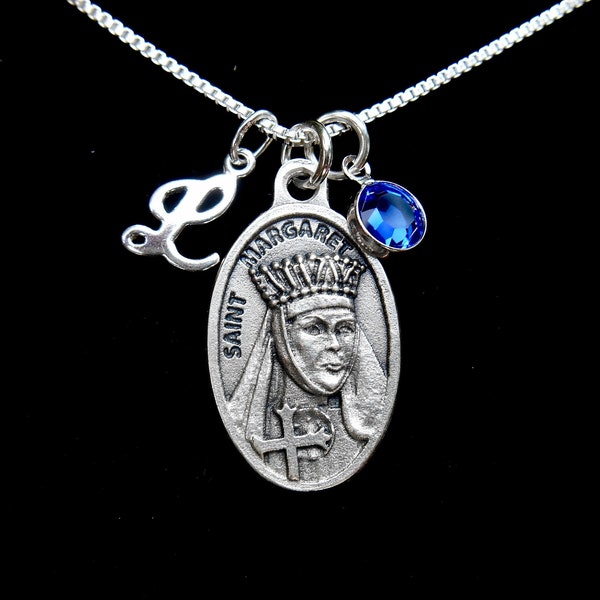 Saint Margaret of Scotland Necklace- Gift for Her - Confirmation Saint Necklace - Princess and Queen, Patron of Scotland, St. Margaret