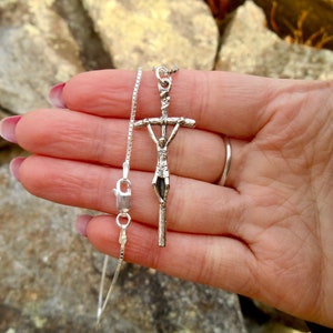 JP II Papal Crucifix Necklace, Pope Crucifx, Alloy Crucifix, Saint John Paul II - Manzu&#39;s Crucifix Cross 1 3/4&quot; Long - Made in Italy