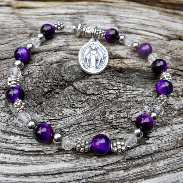 Miraculous Medal Healing Bracelet, Small Catholic Bracelet, First Communion, Miscarriage, Confirmation, Patron Saint, Miraculous Medal