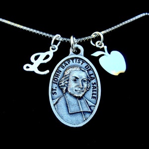 St John Baptist de La Salle Necklace-  Patron Saint of Teachers, Catholic Educators, Universities, Confirmation Gift, Teacher Charm