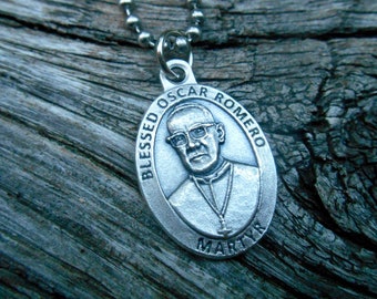 Blessed Oscar Romero Necklace, Confirmation, Archbishop of San Salvador, Martyr, Canonization, Voice for the Poor, 30" Ball Chain