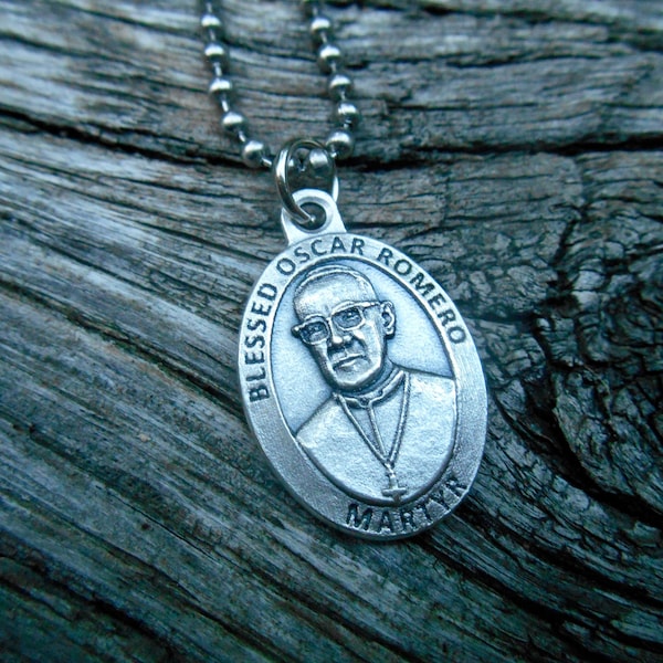 Blessed Oscar Romero Necklace, Confirmation, Archbishop of San Salvador, Martyr, Canonization, Voice for the Poor, 30" Ball Chain