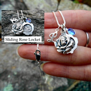 Sliding Rose Locket Saint Michael Medal, Guardian Angel,St. Michael Rose Medallion, Confirmation, Michael Protection Medal