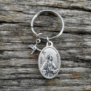 St Brigid Key Chain- Key Fob- Saint Brigid- Split ring Keychain, Brigid Cross-  New Driver Protection Medal, Saint Bridget, Confirmation