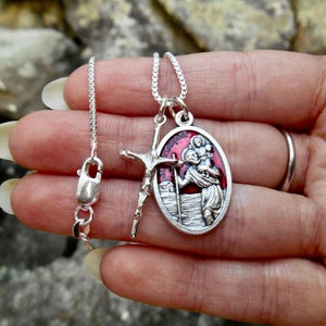 Saint St Christopher Necklace  - Sterling Silver Cross - Patron Saint Gift - Catholic Gift - Patron Travelers - Confirmation