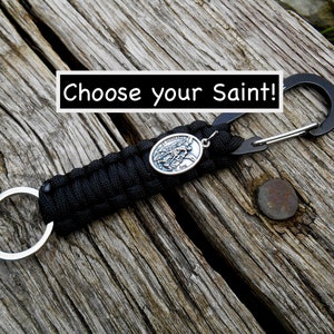 Choose your Saint Key Clip, Confirmation St Michael Paracord Key Chain- Backpack/Purse Clip, Key Chain- Catholic New Driver- Carabiner