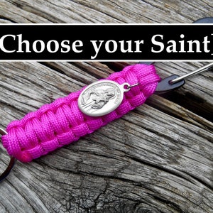 Choose your Saint Key Clip, Confirmation Ladies Paracord Key Chain- Backpack/Purse Clip, Key Chain- Catholic New Driver- Carabiner