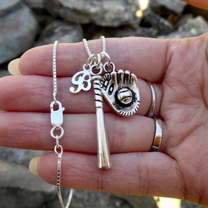 Softball/Baseball Charm Necklace, Baseball Lover, Baseball Team, Softball Player Necklace, Baseball Charm, Glove Charm, Baseball Bat,