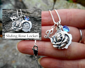 Sliding Rose Locket Saint Michael Medal, Guardian Angel,St. Michael Rose Medallion, Confirmation, Michael Protection Medal