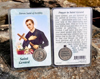 Saint Gerard Laminated Prayer Card with Medal, Catholic Saint Laminated Prayer Card, Saint Gerard, Patron of Mothers, Safe Pregnancy