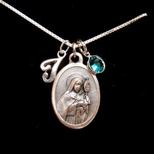 Saint Clare of Assisi Necklace - Personalized Initial, Birthstone, Patron Saint of Embroiderers, Confirmation Jewelry, Francis of Assisi
