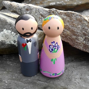 Regalo da damigella d&#39;onore, testimone, cameriera d&#39;onore, damigelle d&#39;onore Peg bambole, bambola sposa Peg, Doll House matrimonio, Cake Topper sposa Party, ragazza di fiore