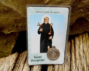 Saint Peregrine Laminated Prayer Card with Medal, Healing Saint Laminated Prayer Card, Saint Peregrine, Patron of Healing, Cancer