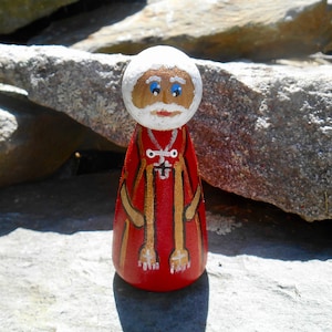 Saint Nicholas Peg Doll, Santa Miniature, Saint Nicholas, Santa Claus, Catholic Saint Miniature, Bishop of Myra, Nikolaos, Peg Doll Santa