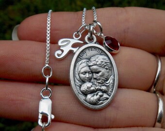 YFN Santo Patrono Collana in Argento Sterling Amuleto Medaglia Ciondolo Gioielli Religiosi Regali per Donna Uomo, Normal, Argento sterling, Nessuna pietra preziosa