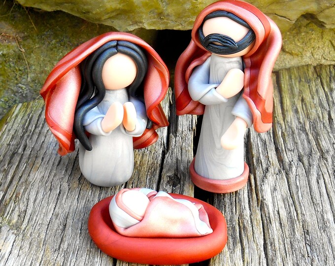 Nativity Set, Unique Nativity, Modern Nativity, Polymer Nativity, Gift