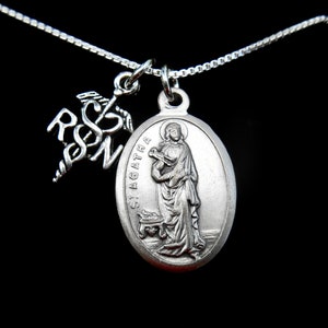 Saint St Agatha Necklace - Graduation - RN Charm - Patron Saint Necklace - Catholic Gift - Graduation Jewelry- Nurses- Medical School