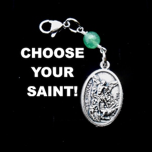 Choose your Saint Rosary Marker, Key Clip, Saint Michael Rosary Marker- Backpack/Purse Clip, Key Chain- Catholic New Driver Gift