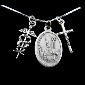 Saint St BLAISE Necklace - Personalized - Saint Blaise Charm - Patron Saint- Catholic Gift Throat Cancer- Graduation- Vet Medical School