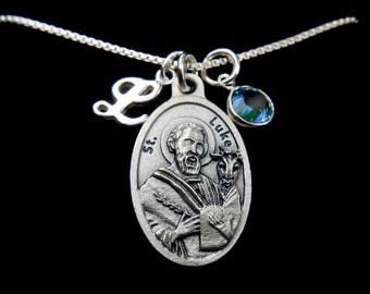 ST. SAINT Luke Necklace/St Luke the Evangelist Necklace/Catholic Necklace/Catholic Gifts/Patron Saint of Doctors/ Artists/Surgeons