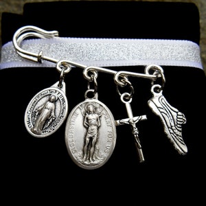 SAINT SEBASTIAN Safety Pin -RUNNER- Patron Archers and Athletes- Graduation Gift-Sport Pin-Athlete Gift- St Sebastian Pack back Pin